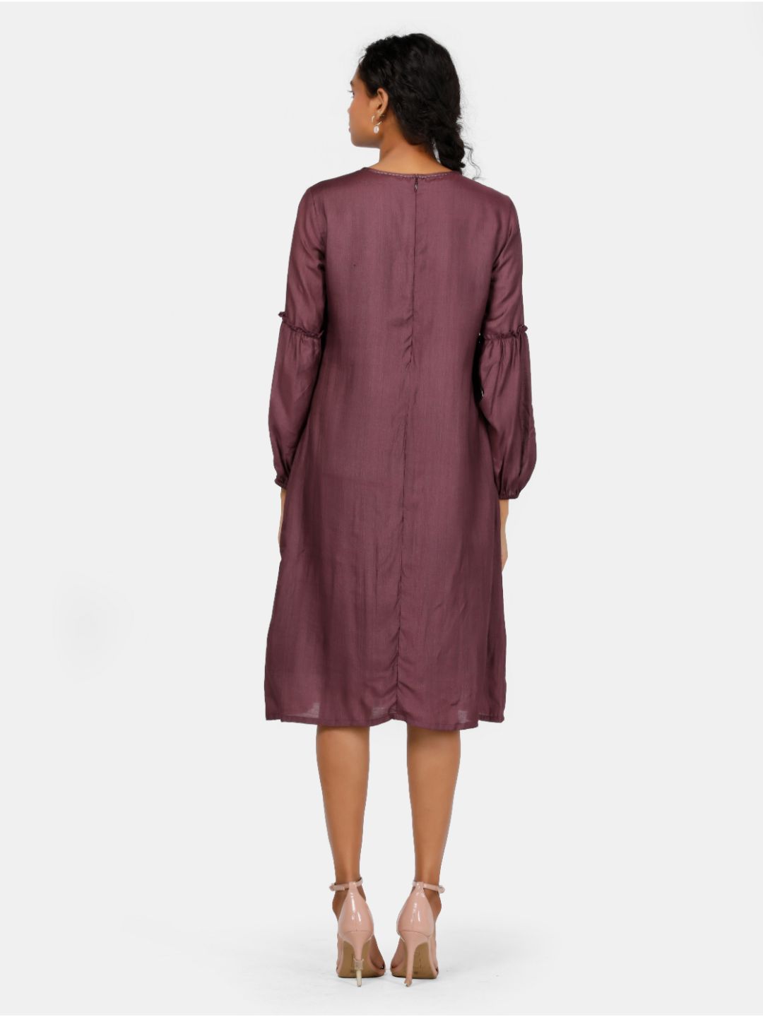Eco Khadi Silk Embroidered Wine Tunic - Aarini
