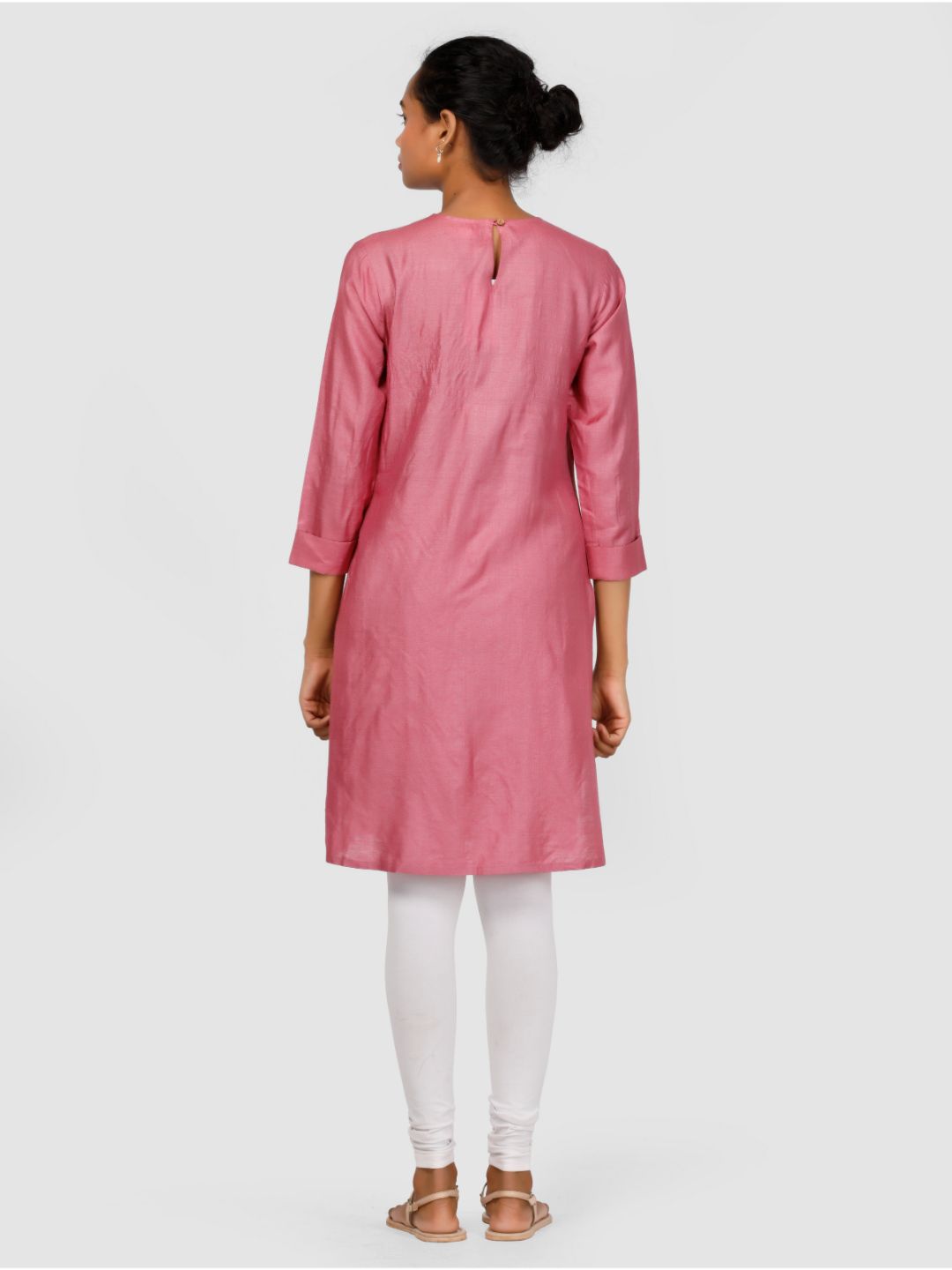 Eco Khadi Silk Embroidered Pink Kurta