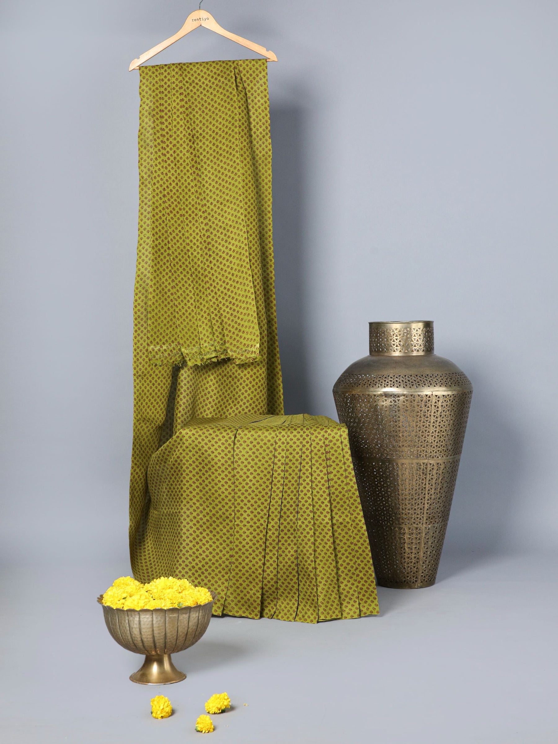 Eco Khadi Silk Mulberry Green saree with Anon motif