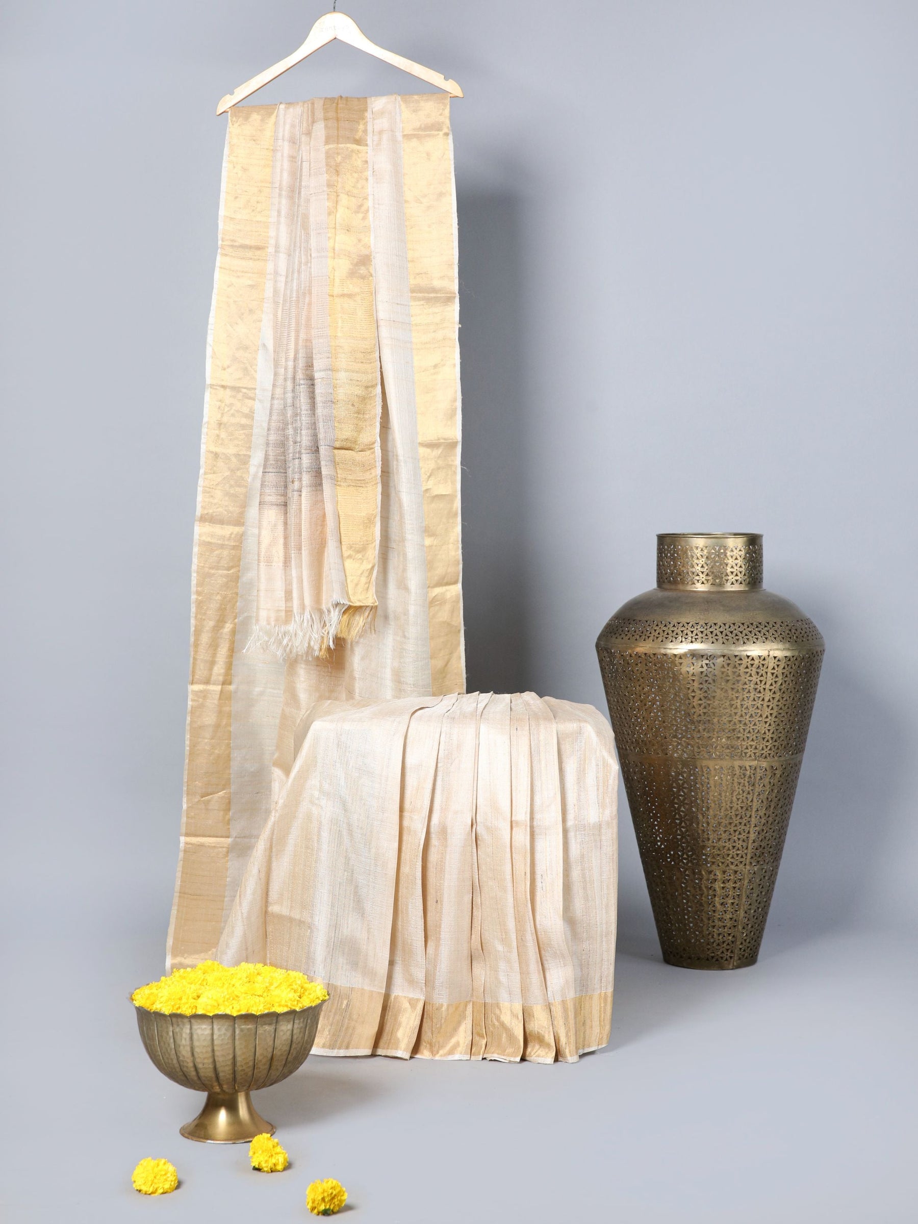 Eco Khadi Silk Tussar Natural saree