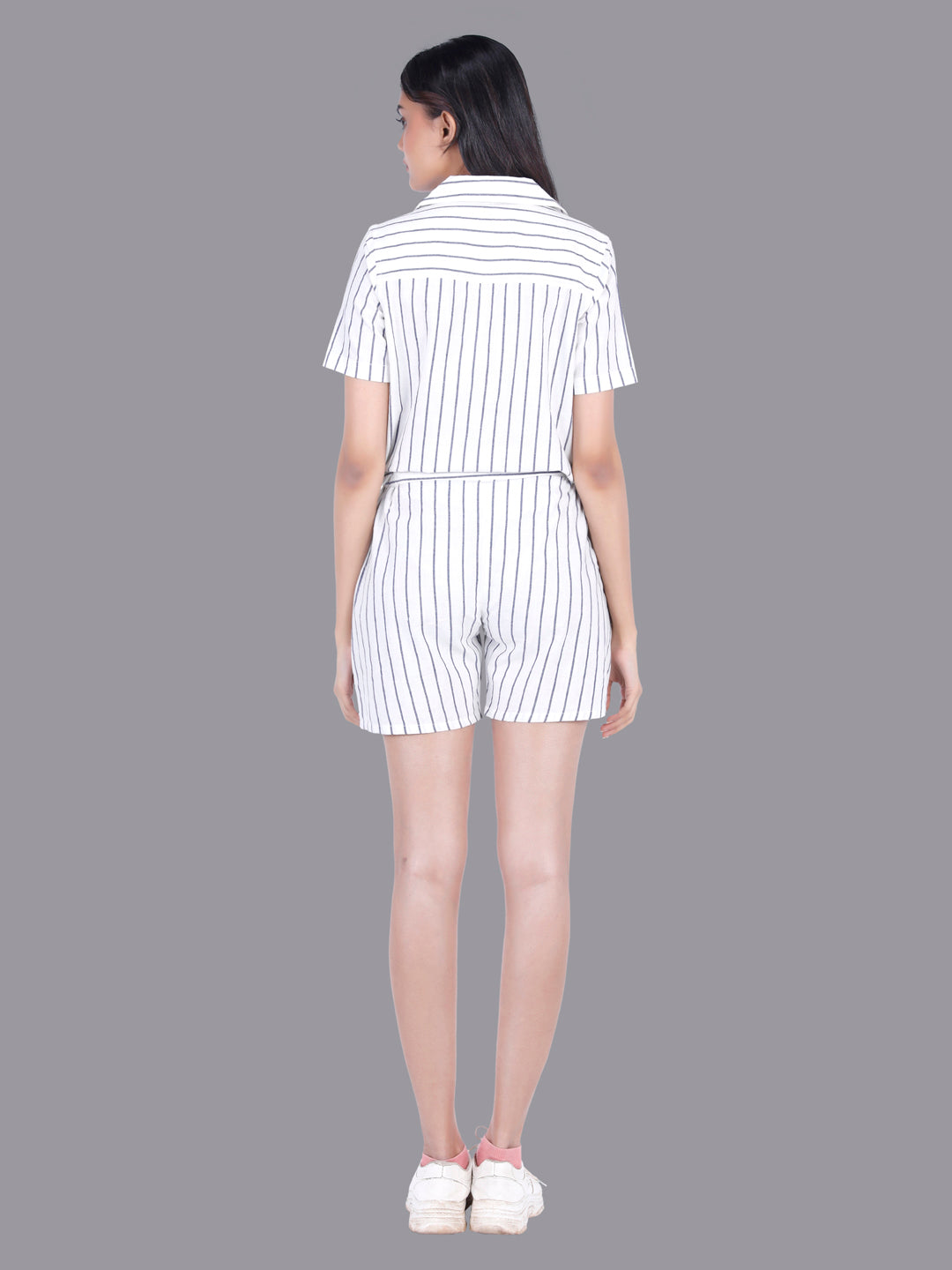 Eco Khadi Cotton Black/White Striped Shorts - Cahaya