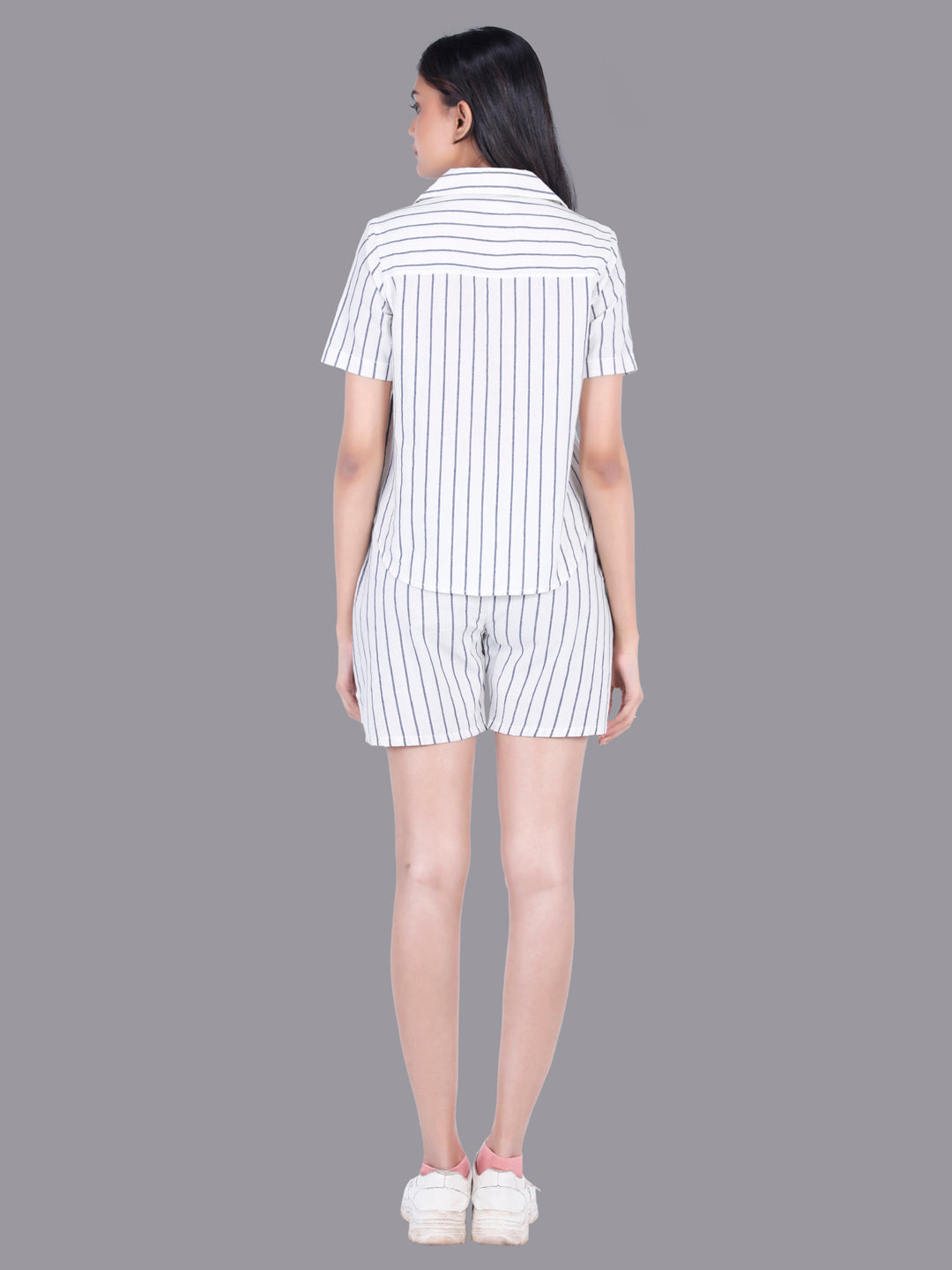 Eco Khadi Cotton Black/White Striped Shirt - Cahaya