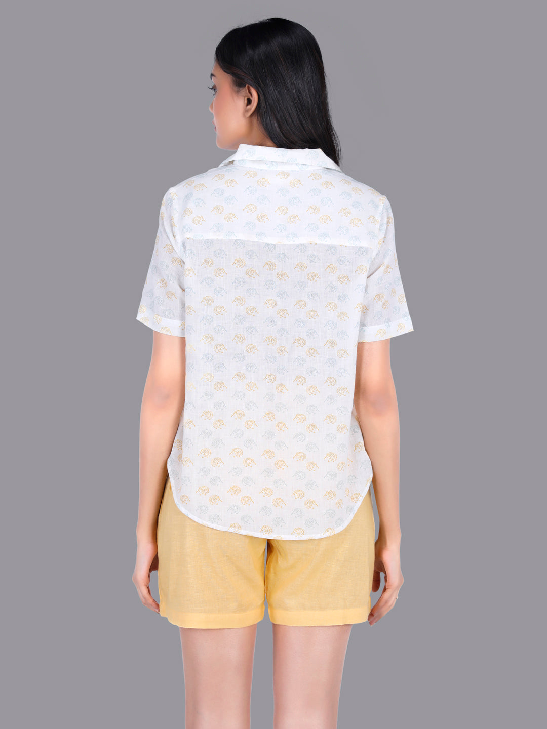Eco Khadi Cotton Yellow Shorts with Drawstrings