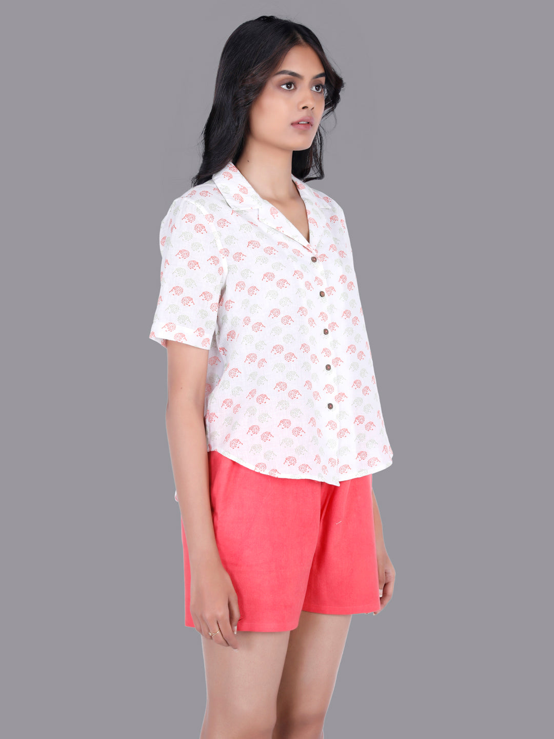 Eco Khadi Muslin Cotton Red Shorts with Drawstrings