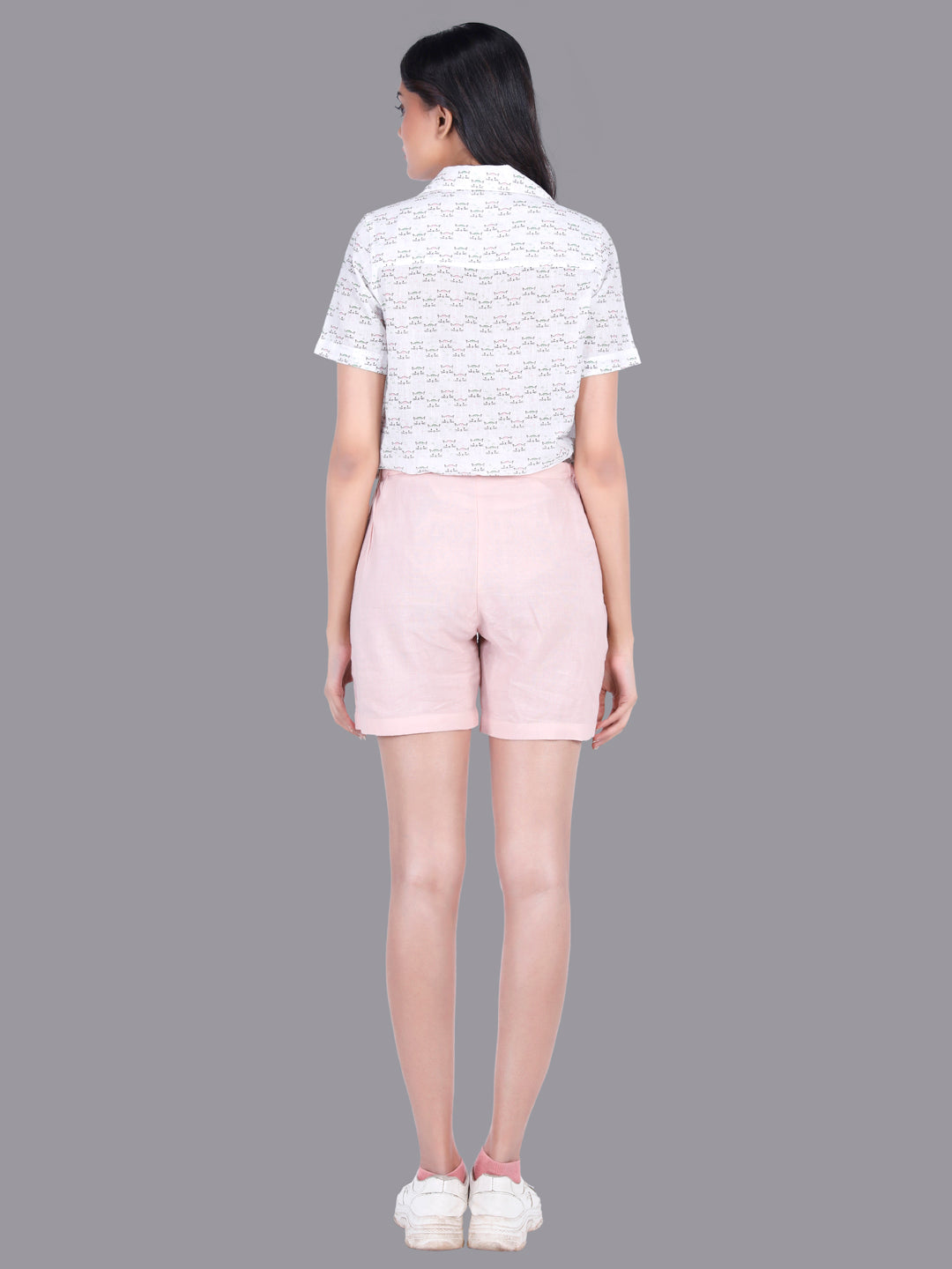 Eco Khadi Cotton Pink Shorts with Drawstrings