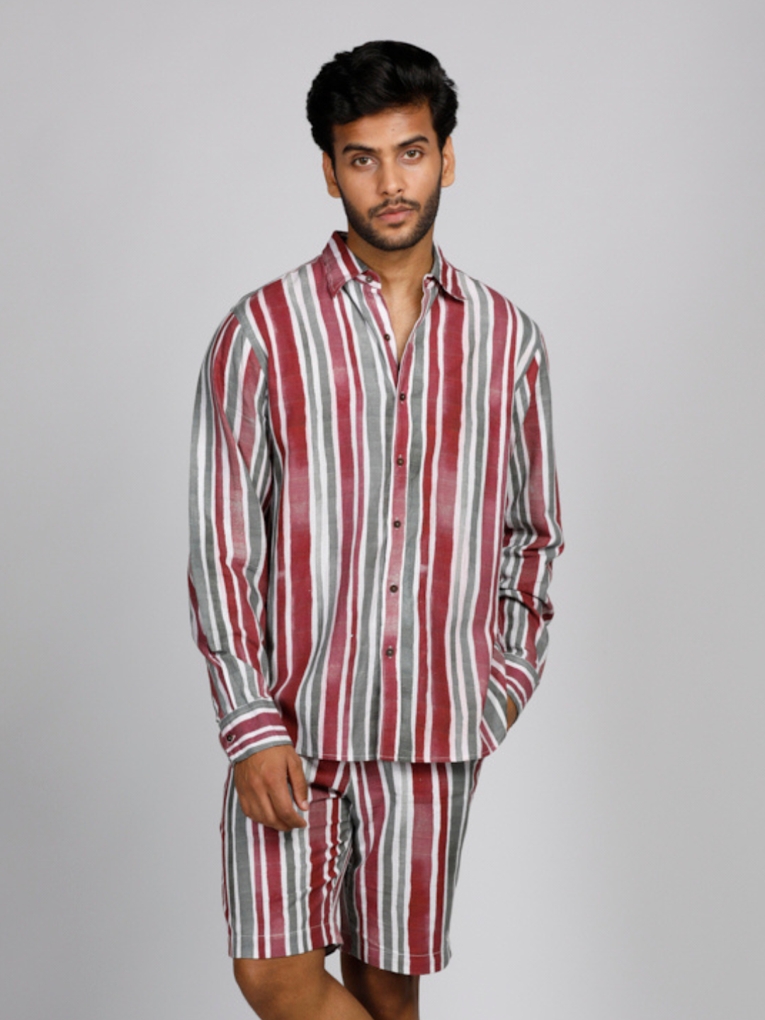 Eco Khadi Cotton Red Stripes Casual Shirt