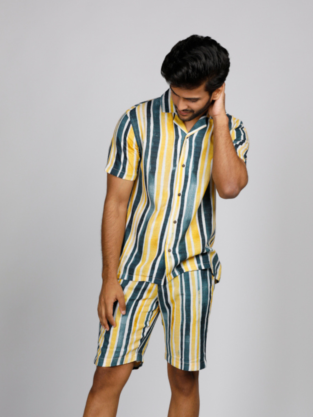 Eco Khadi Cotton Stripes Casual Khadi Shorts