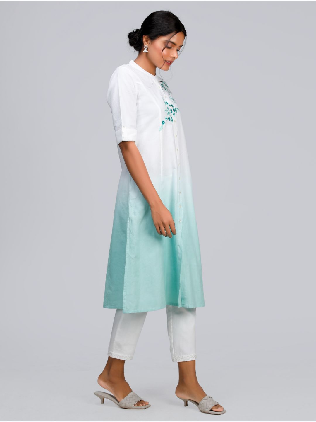 Eco Khadi Cotton Blue Ombre Kurta - Jivika