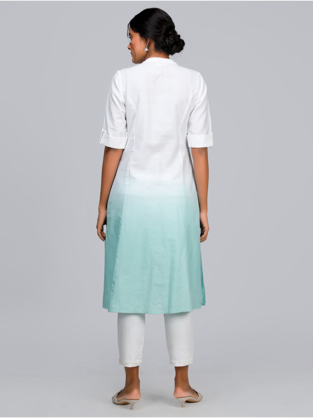 Eco Khadi Cotton Blue Ombre Kurta - Jivika