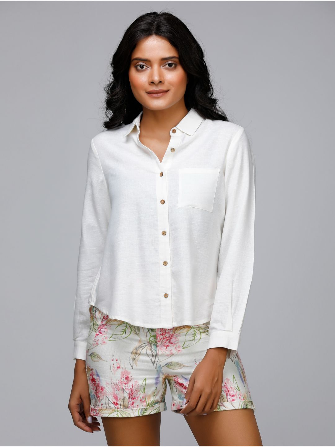 Eco Khadi Cotton Foliage Printed Shorts - Alizia