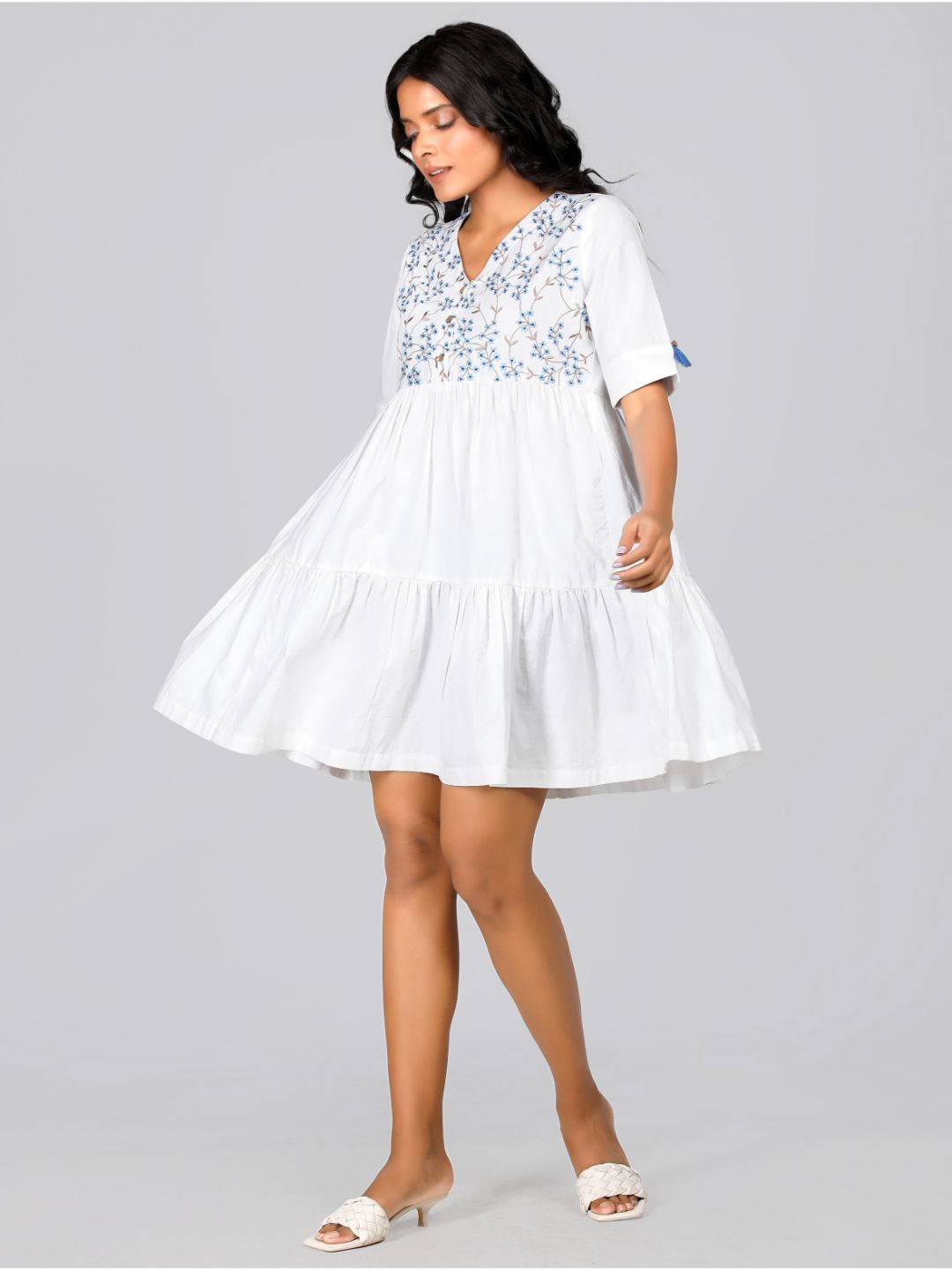 Eco Khadi Blue Daisy Dress