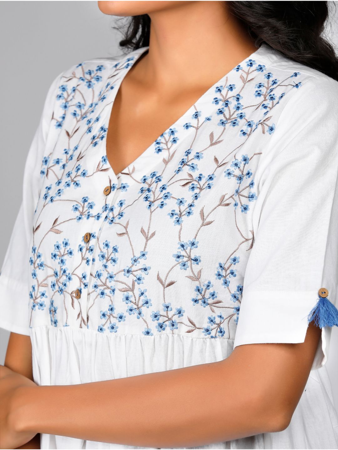 Eco Khadi Blue Daisy Dress