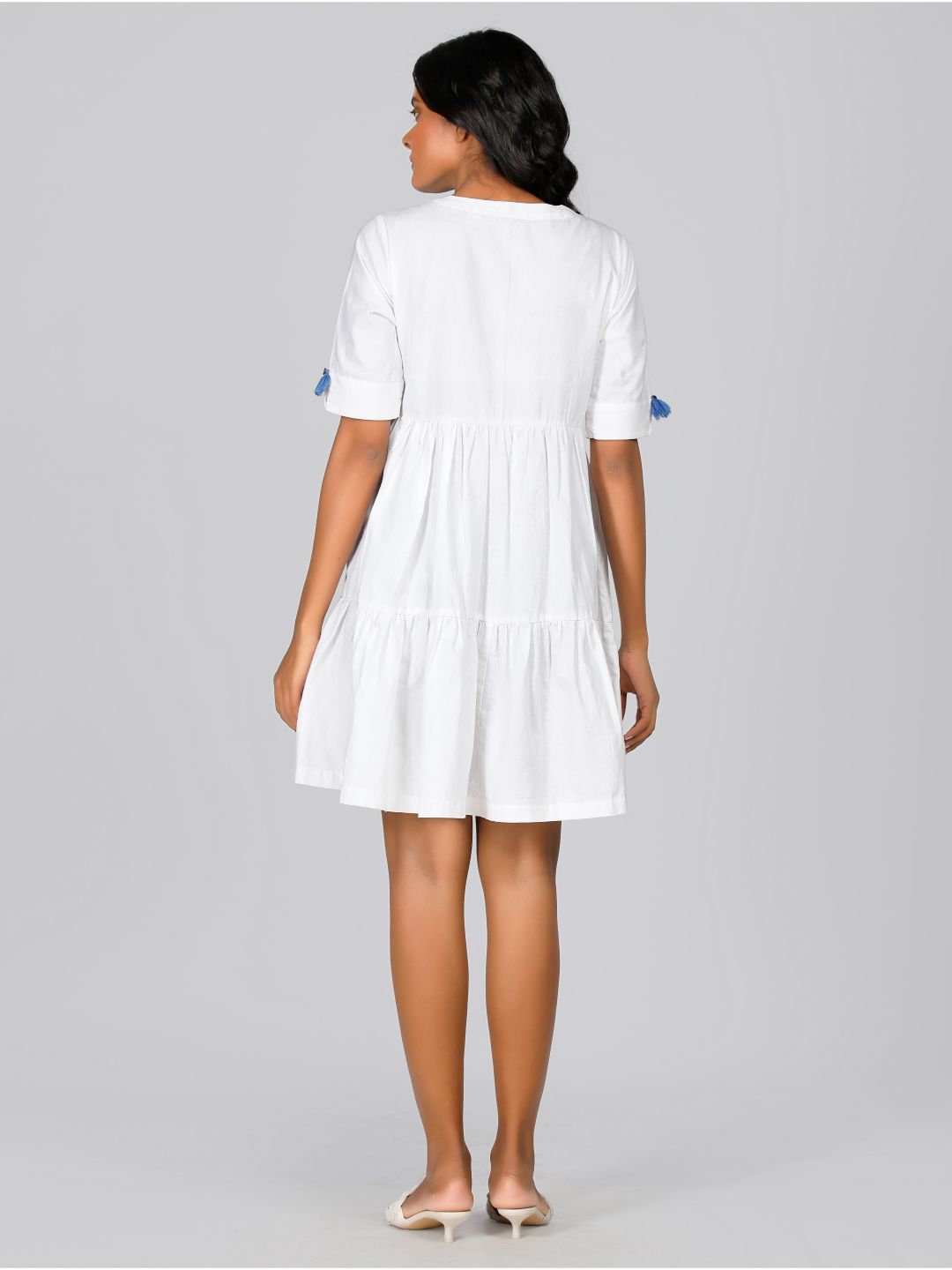Eco Khadi Blue Daisy Dress