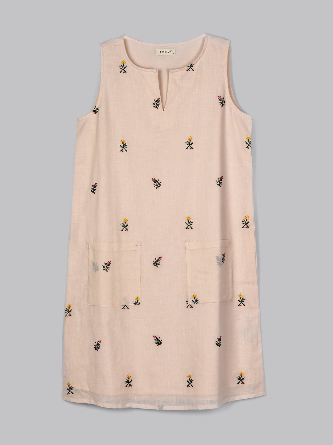 Eco Khadi Cotton Rose Floral Khadi Dress - Iraja