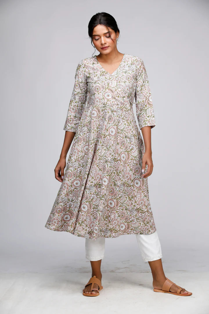 Eco Khadi Block Print Angarakha - Kashish