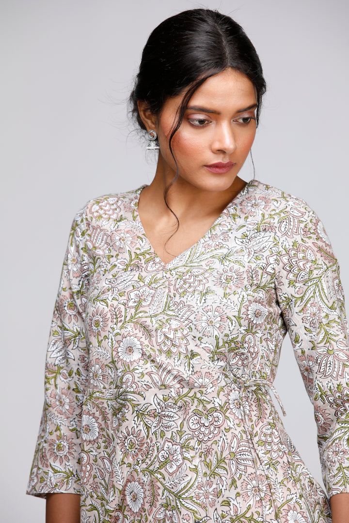 Eco Khadi Block Print Angarakha - Kashish
