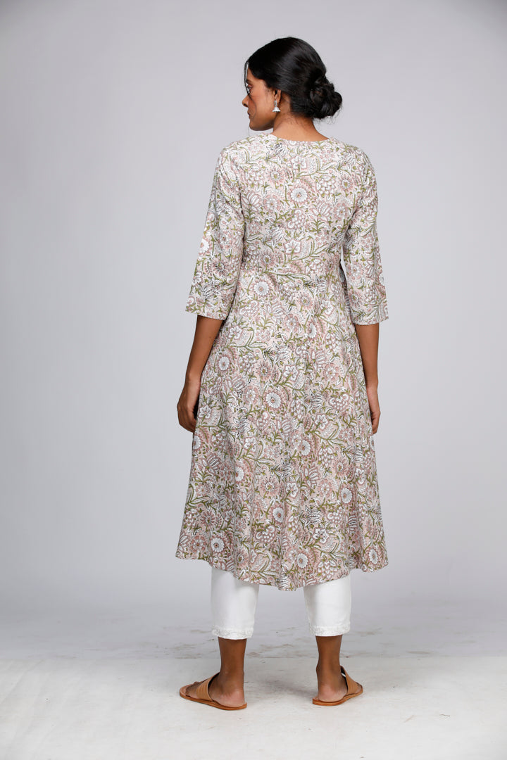Eco Khadi Block Print Angarakha - Kashish