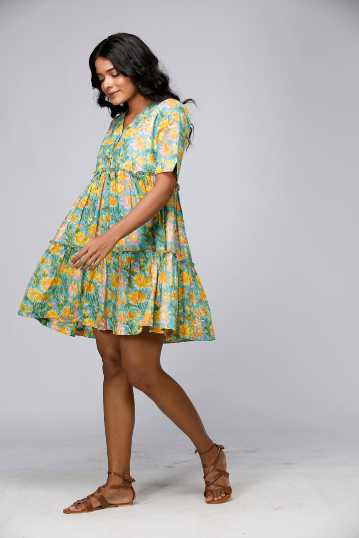 Eco Khadi Multi Block Print Dress - Bahaar