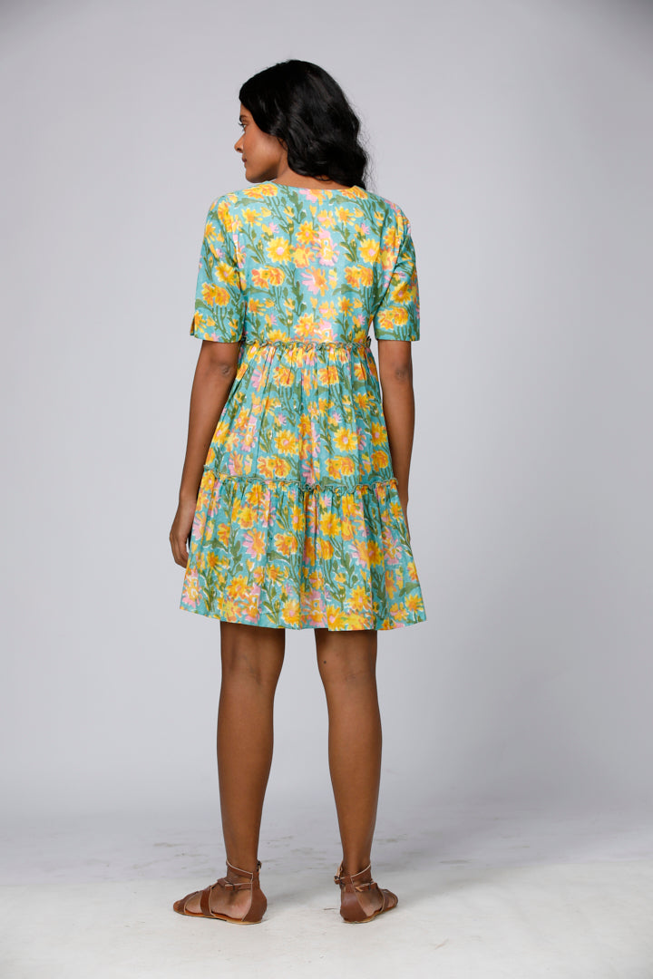 Eco Khadi Multi Block Print Dress - Bahaar