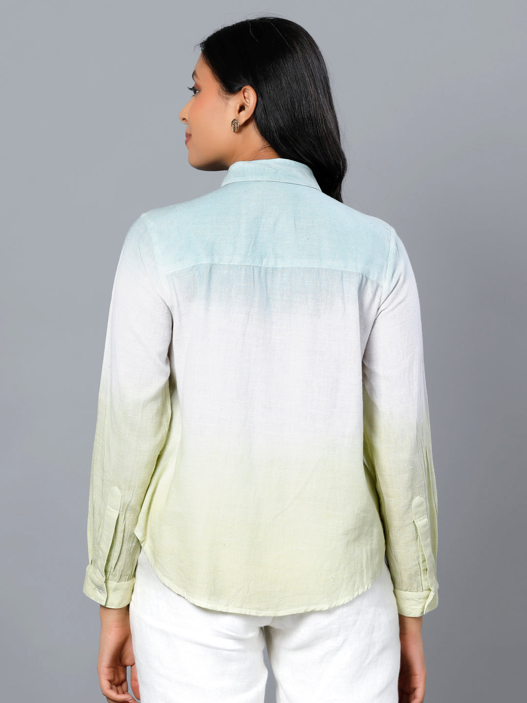 Eco Khadi Cotton Ombre Blue/Green Shirt