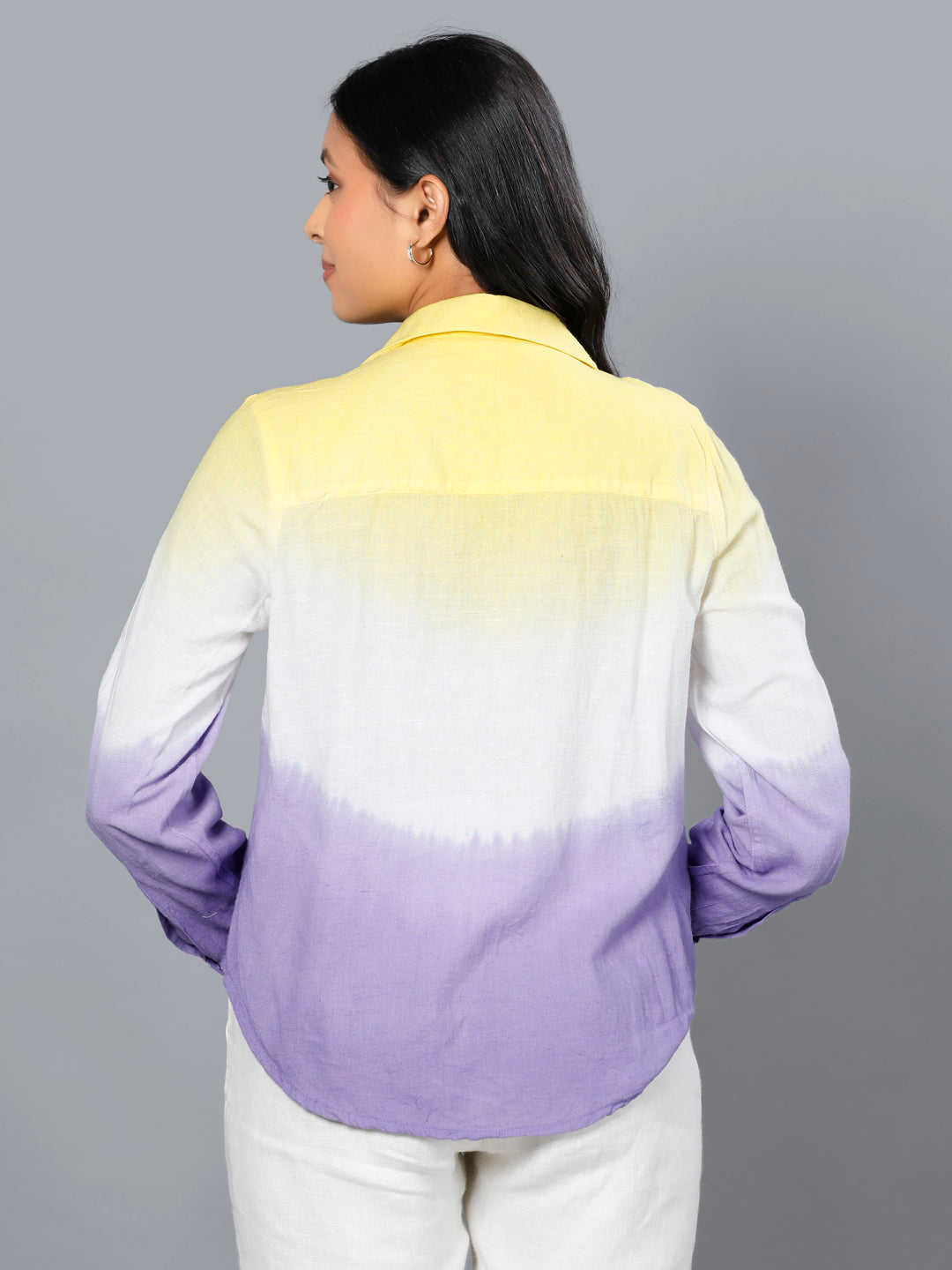 Eco Khadi Cotton Ombre Yellow/Purple Shirt