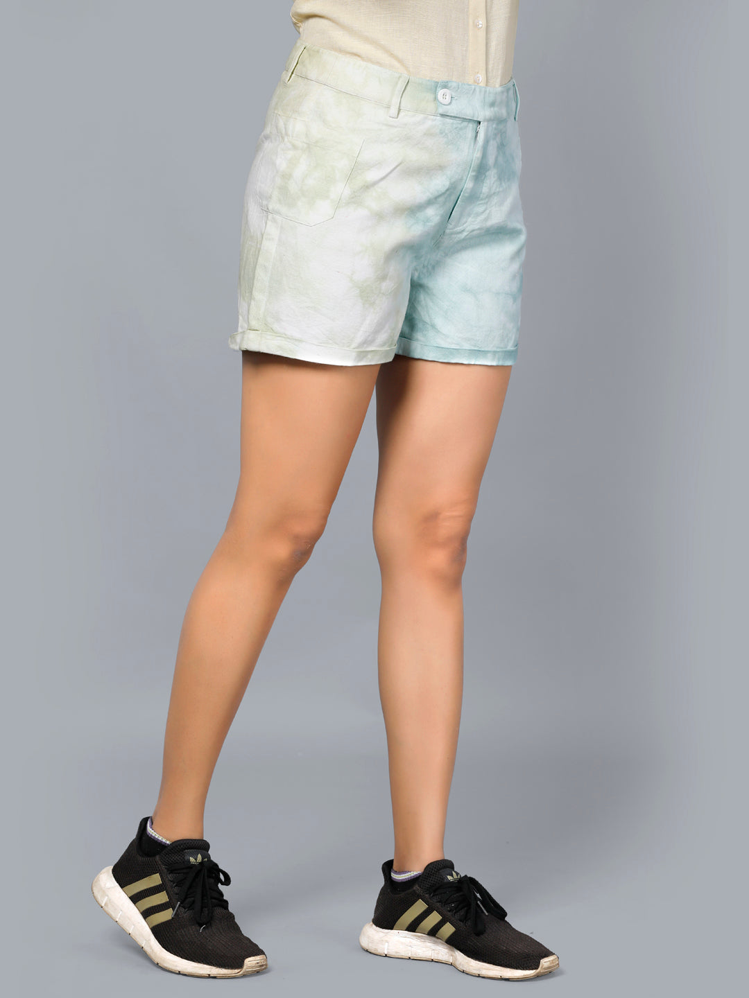 Eco Khadi Cotton Muslin Ombre Blue/Green Short