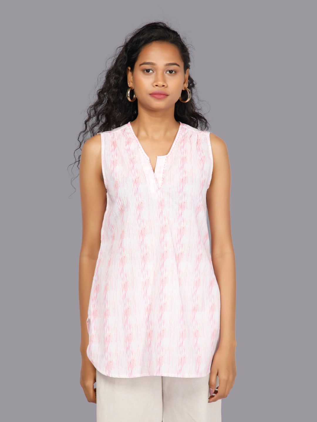 Eco Khadi Cotton Water Striped Sleeveless Top - Chaya