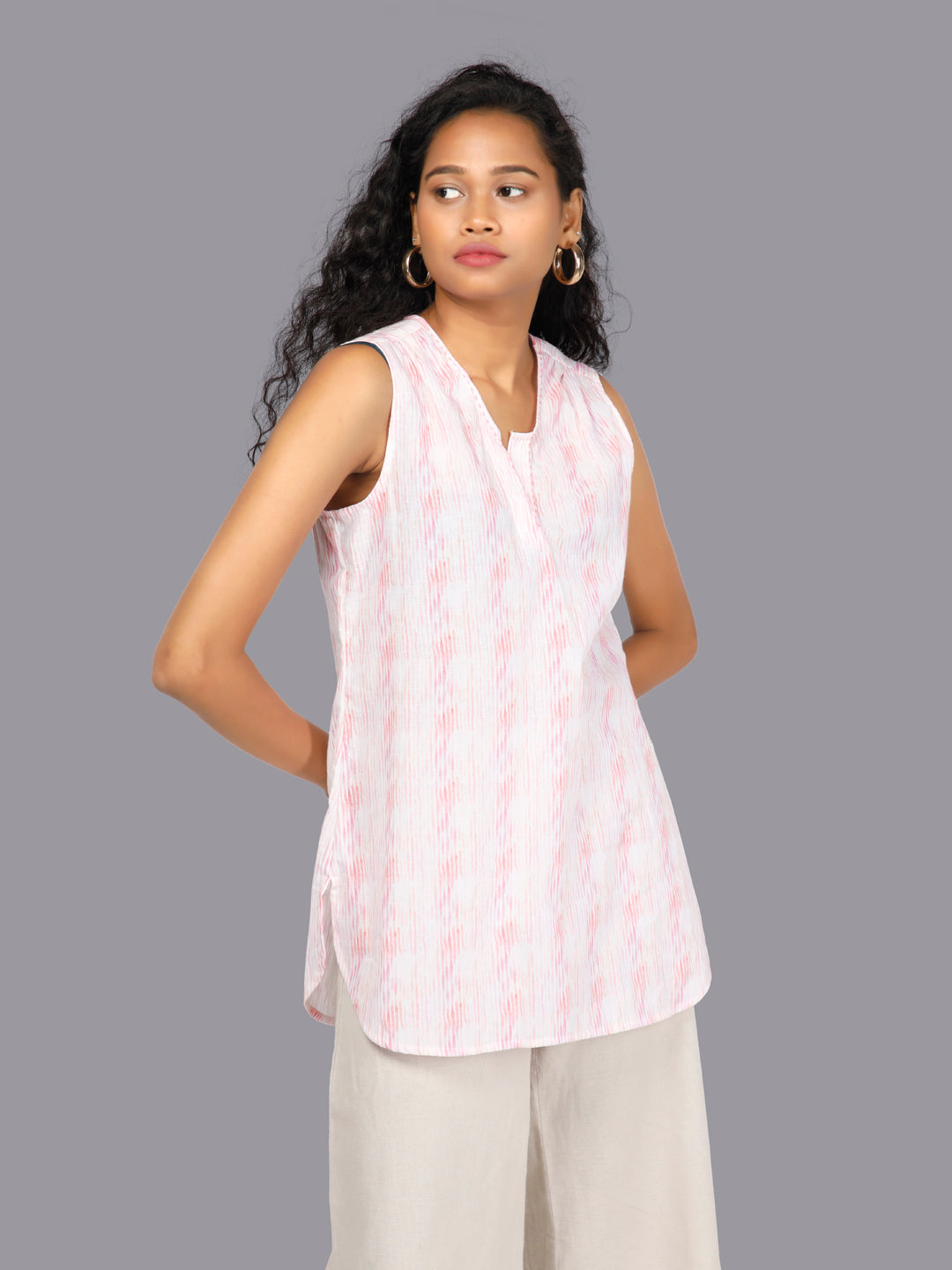 Eco Khadi Cotton Water Striped Sleeveless Top - Chaya