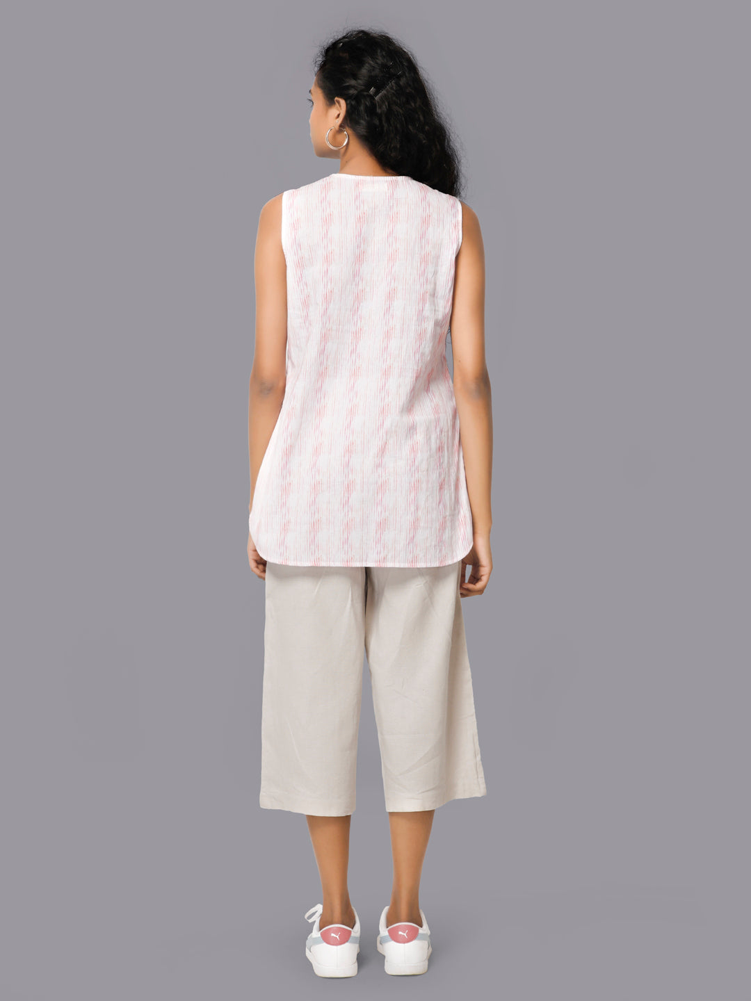 Eco Khadi Cotton Water Striped Sleeveless Top - Chaya