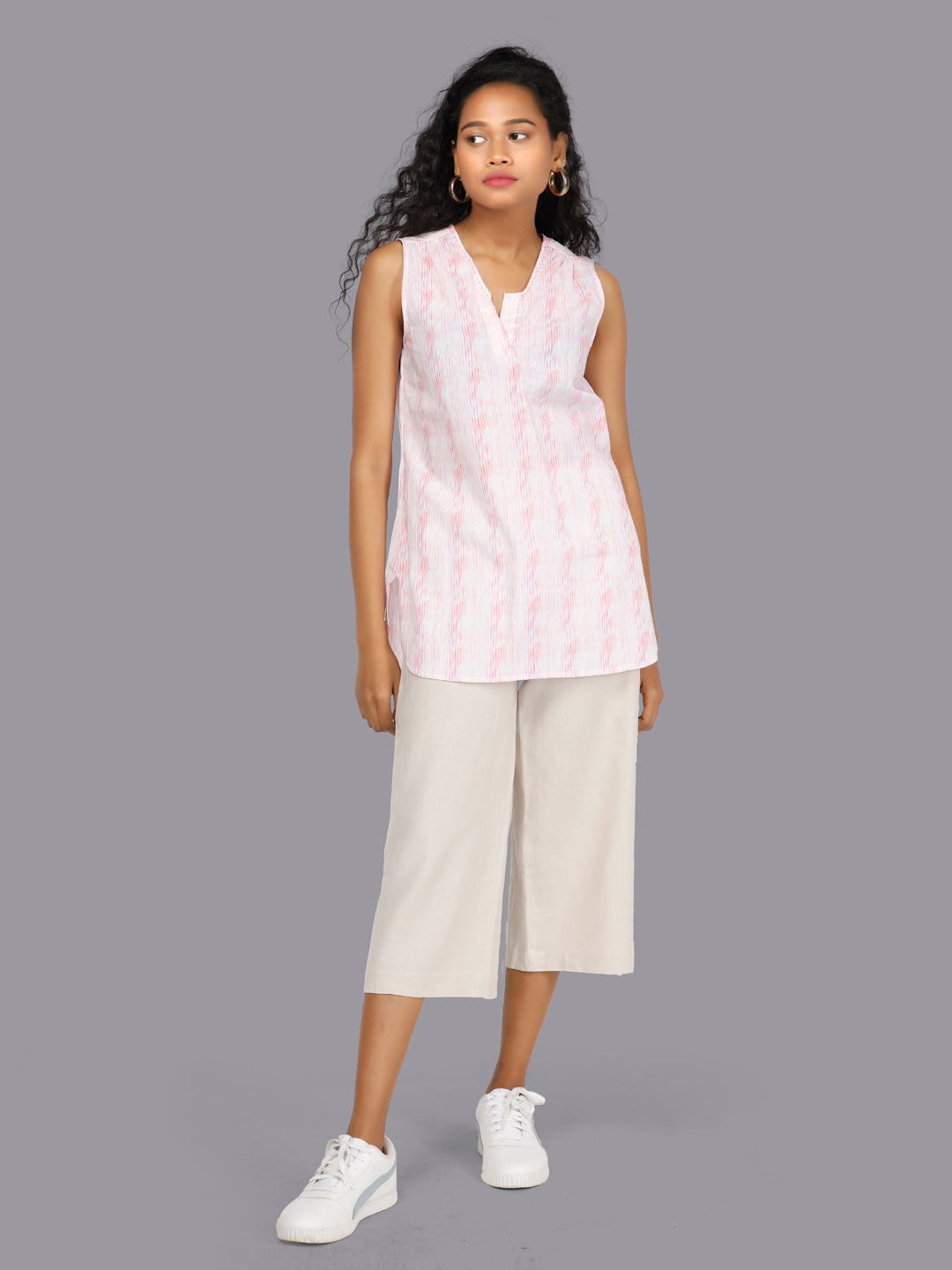 Eco Khadi Cotton Water Striped Sleeveless Top - Chaya