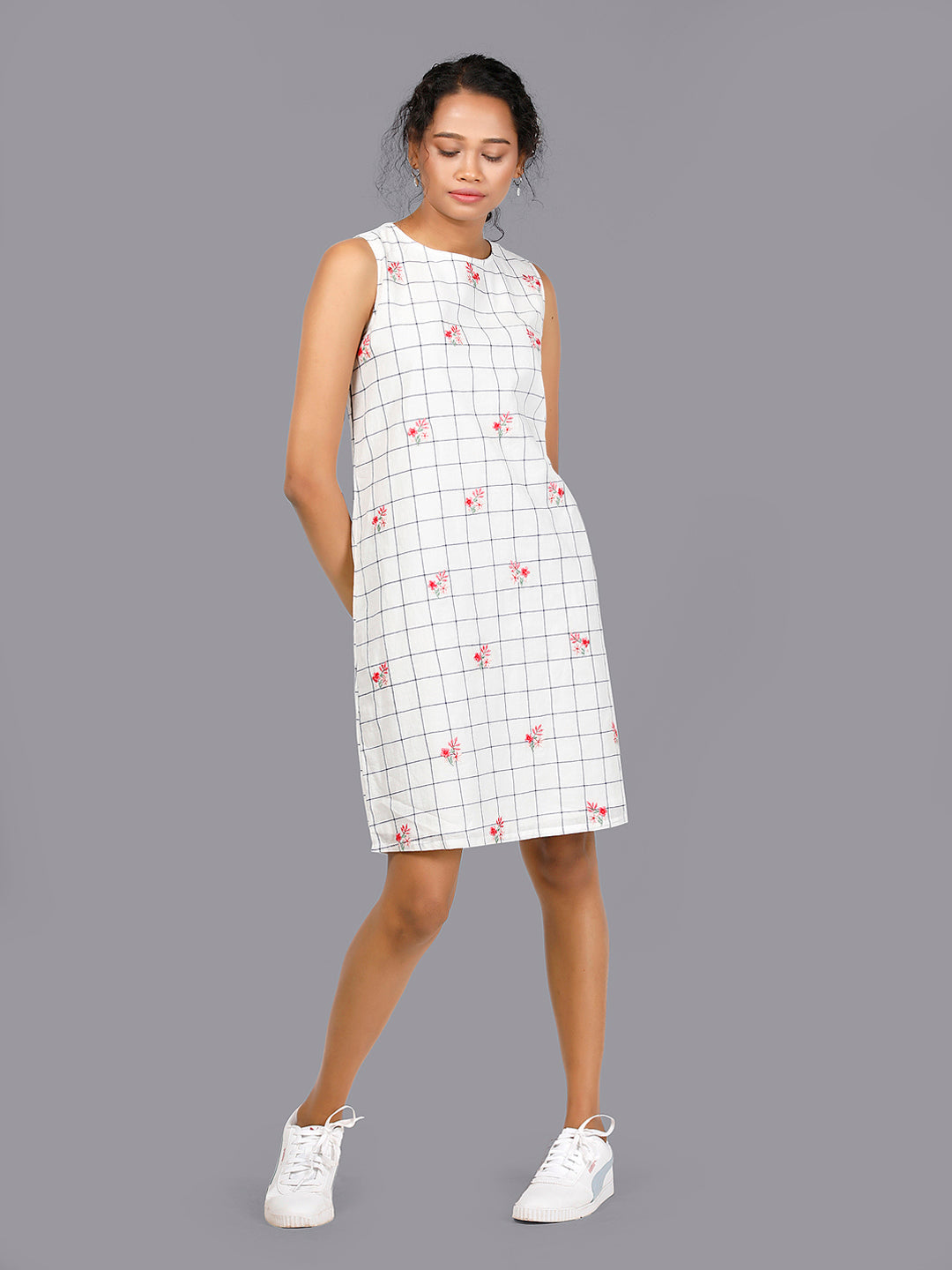 Eco Khadi Cotton Chequered Dress - Misha