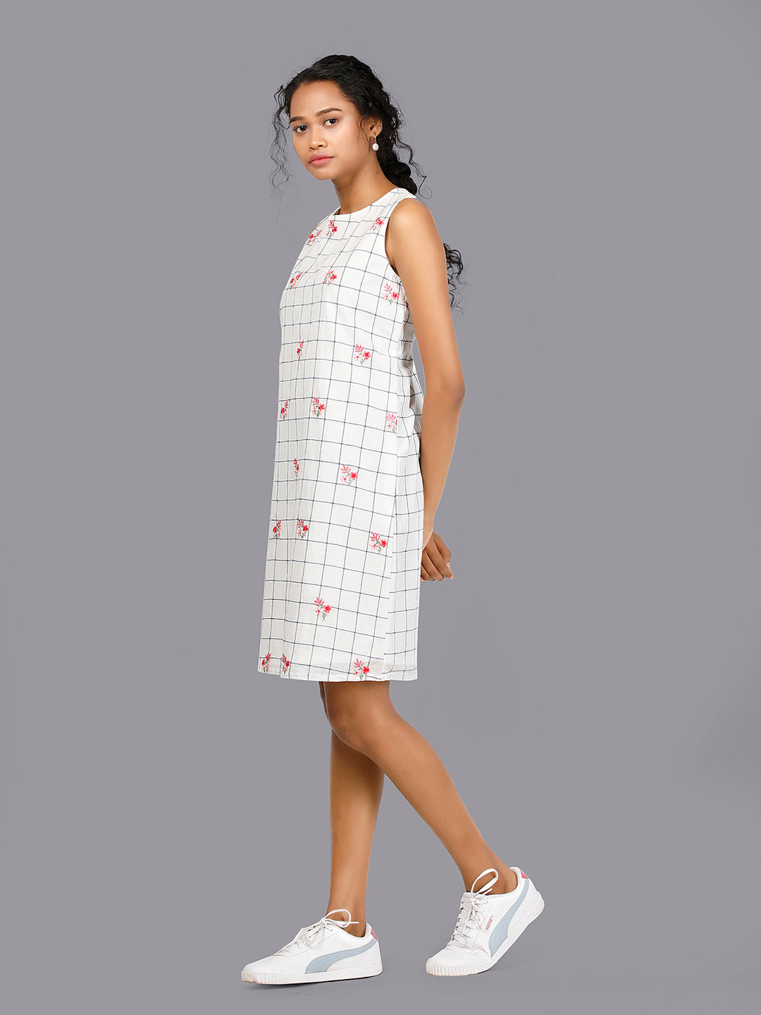 Eco Khadi Cotton Chequered Dress - Misha