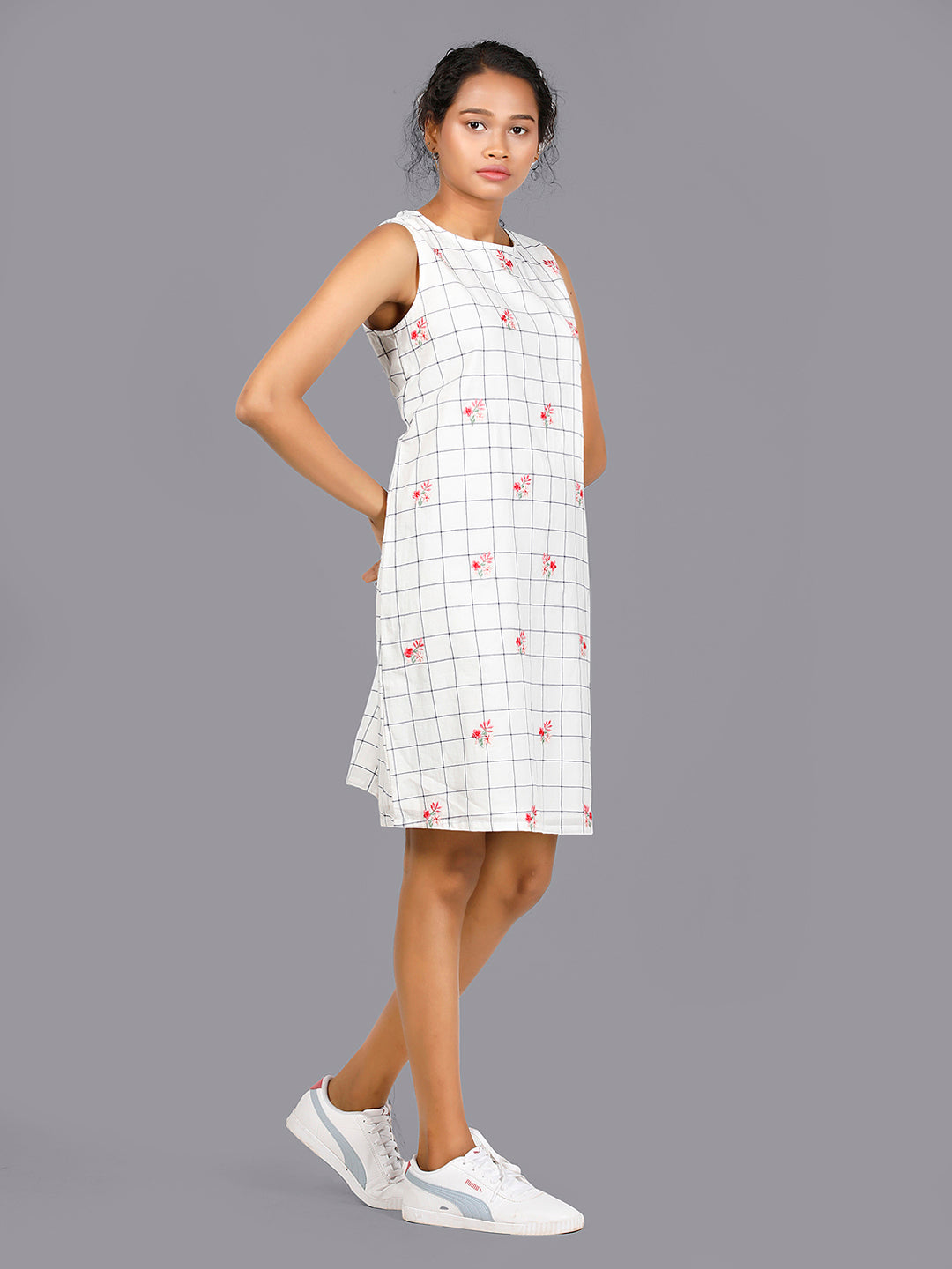 Eco Khadi Cotton Chequered Dress - Misha