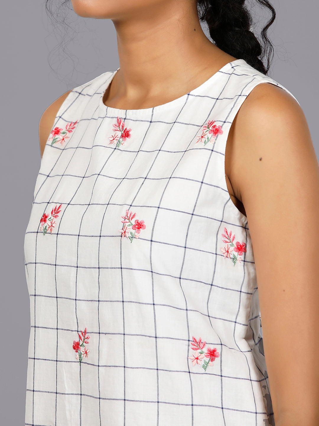 Eco Khadi Cotton Chequered Dress - Misha
