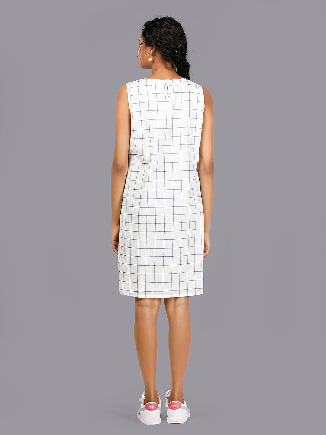 Eco Khadi Cotton Chequered Dress - Misha