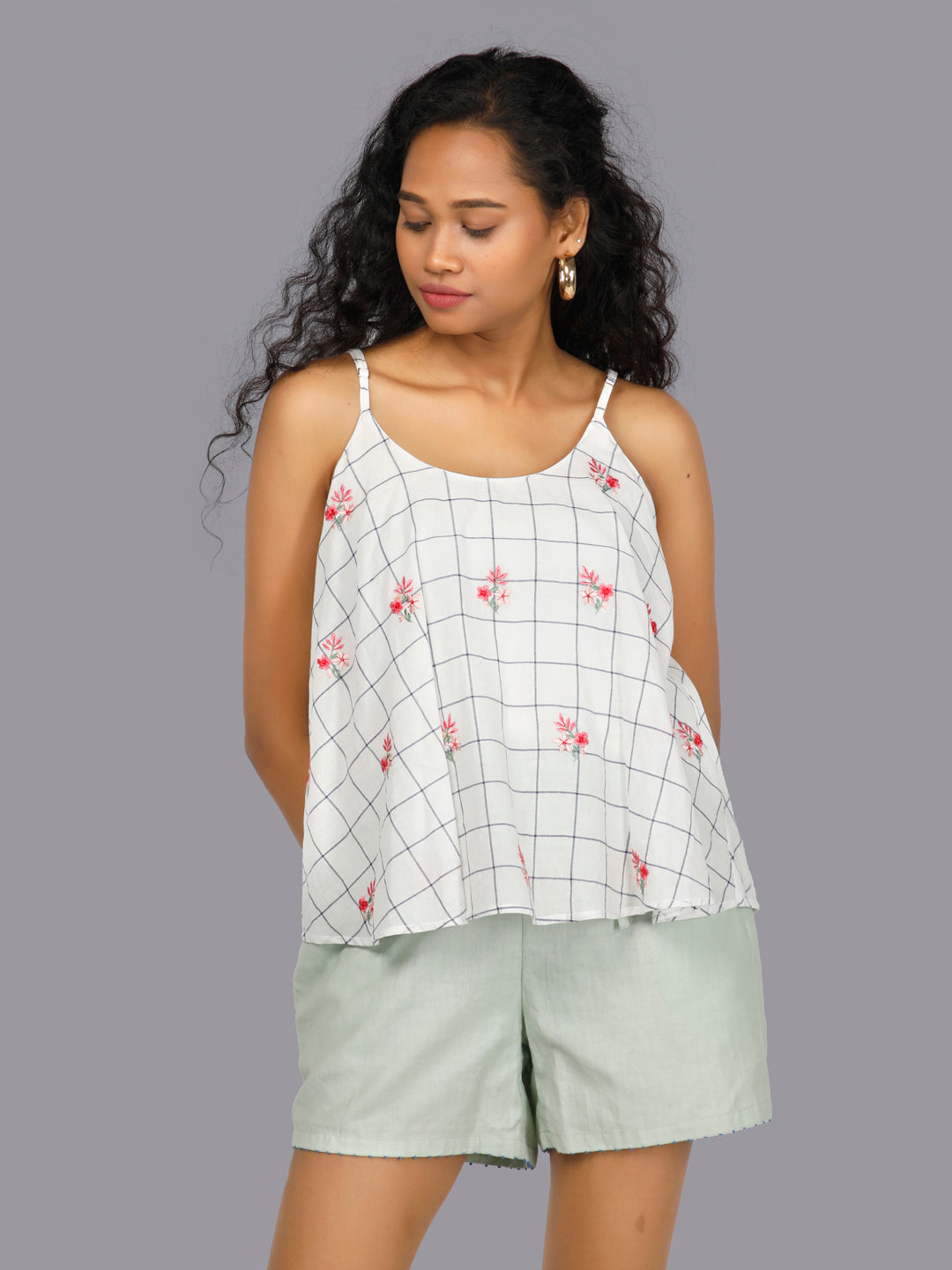 Eco Khadi Cotton Chequered Sleeveless Top - Misha
