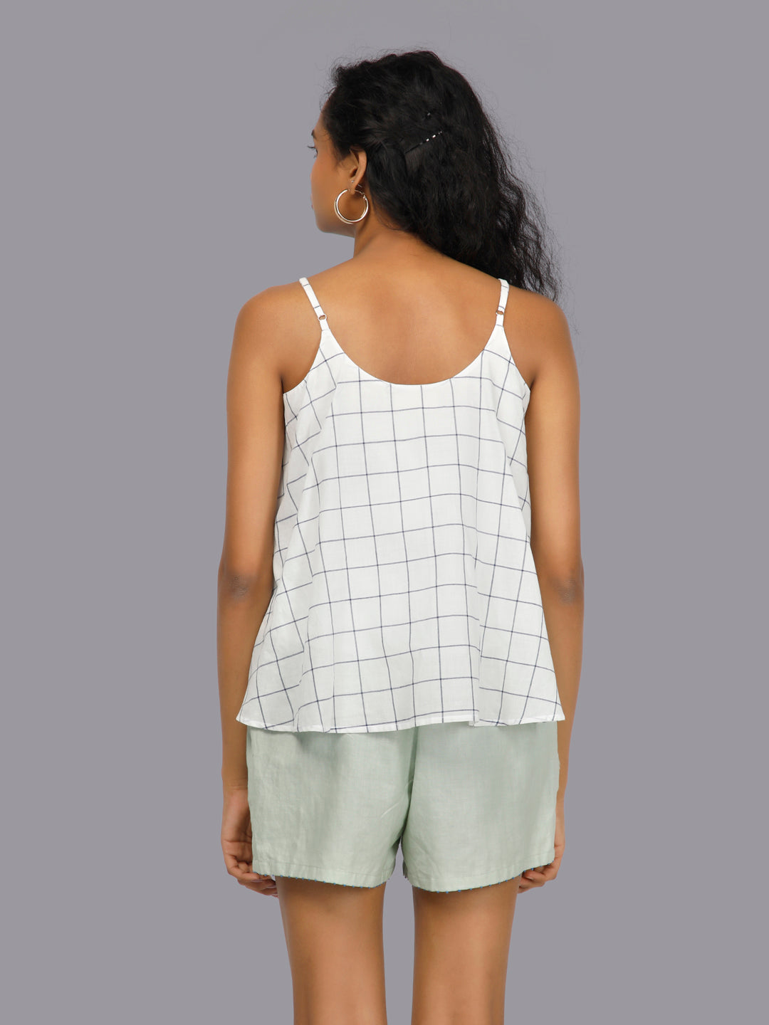 Eco Khadi Cotton Chequered Sleeveless Top - Misha