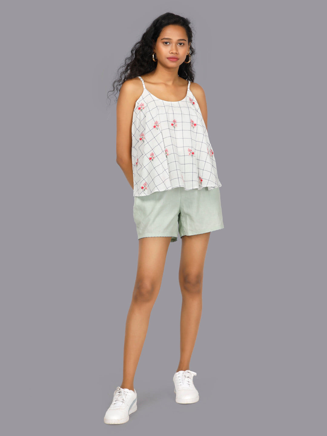 Eco Khadi Cotton Chequered Sleeveless Top - Misha