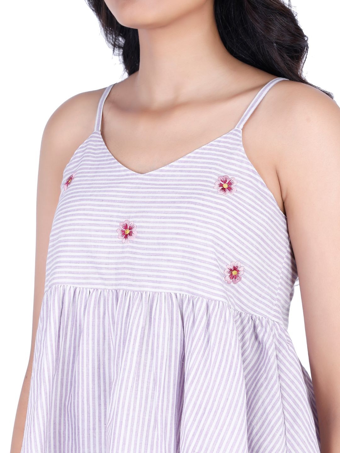 Eco Khadi Cotton Embroidered Sleeveless Peplum Top