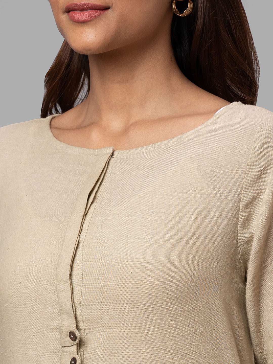 Eco Khadi Cotton Pale Beige Classic Kurta - Ambar