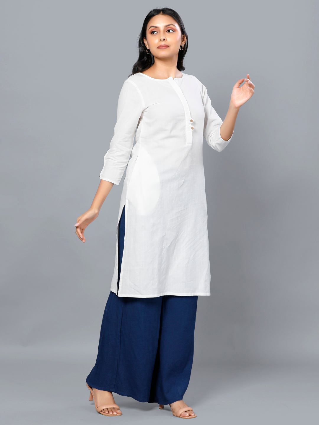 Eco Khadi Cotton White Classic Kurta - Ambar