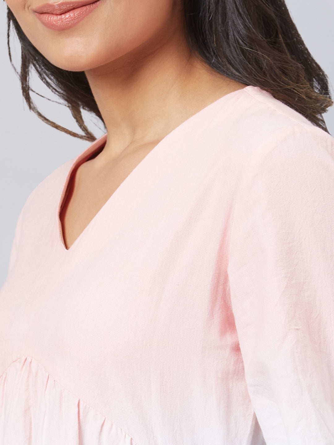 Eco Khadi Muslin Pink Blue Ombre Tier Dress