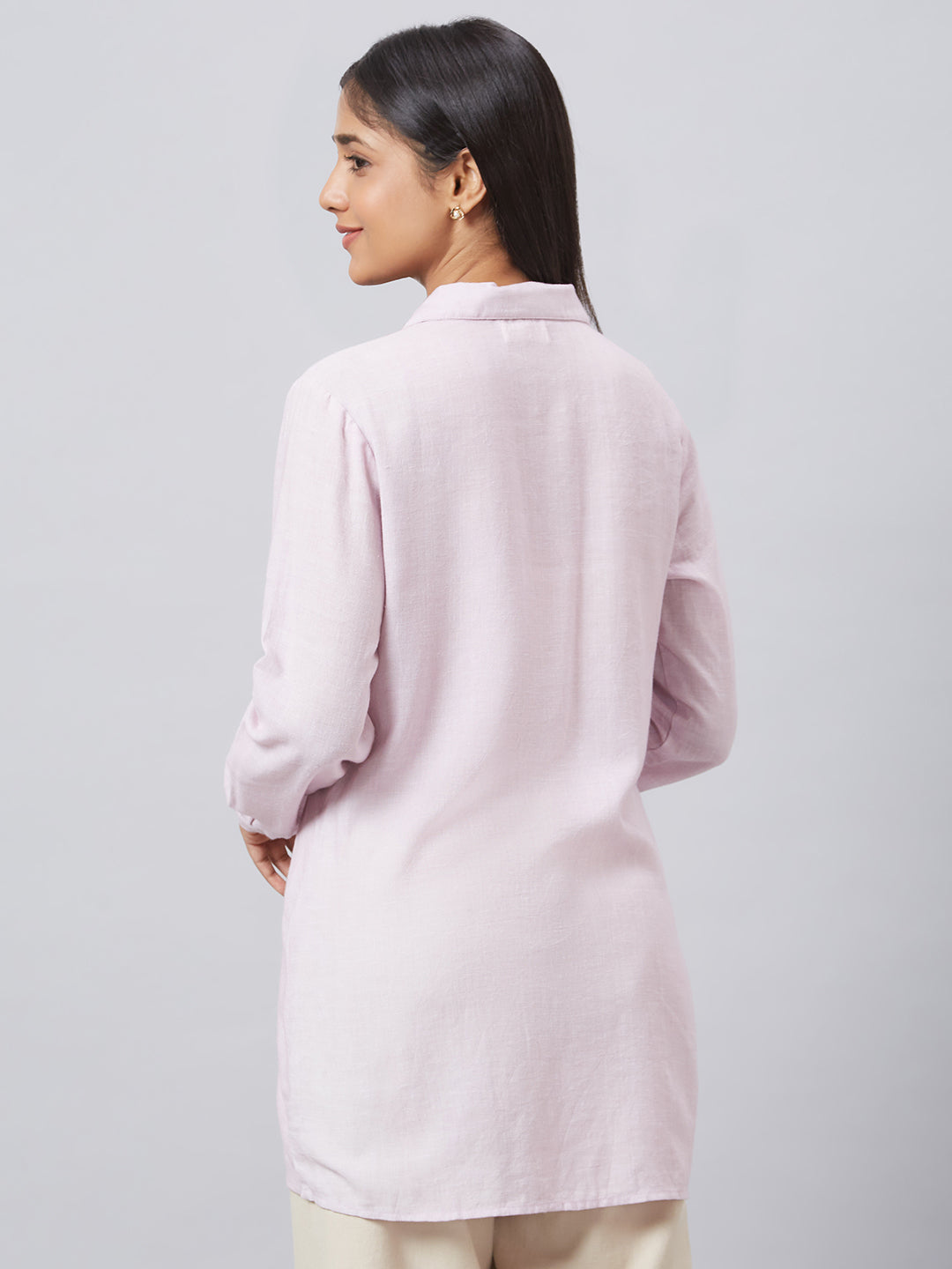 Eco Khadi Cotton Classic Mist Lilac Long Shirt