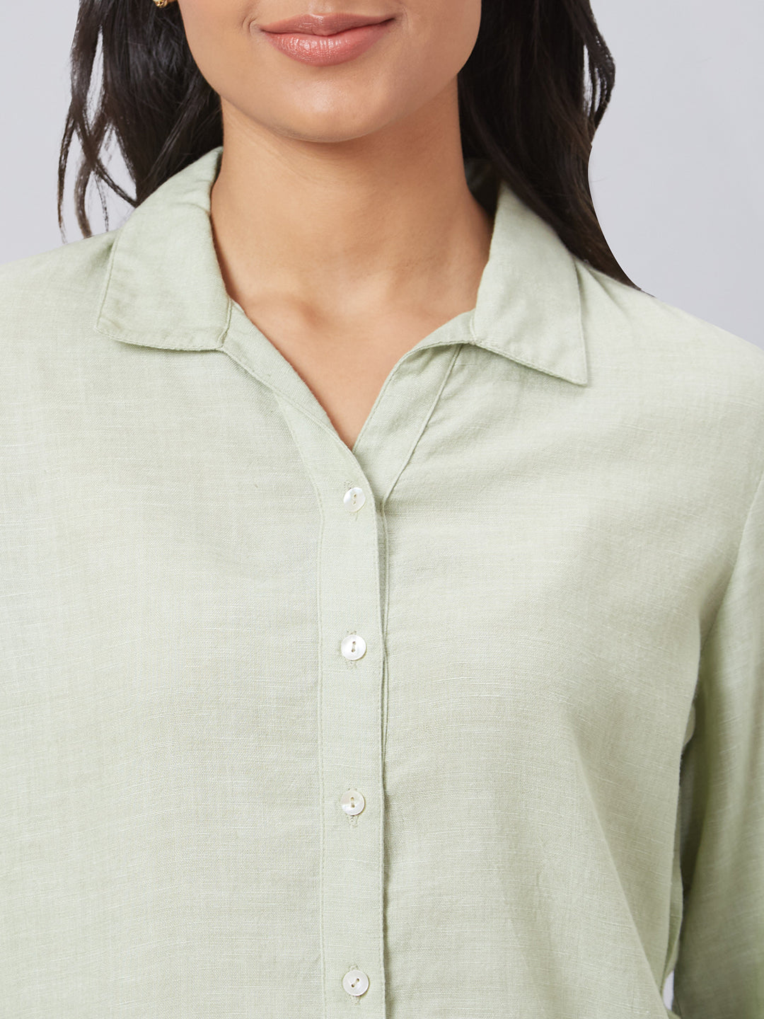 Eco Khadi Cotton Classic Mist Green Long Shirt