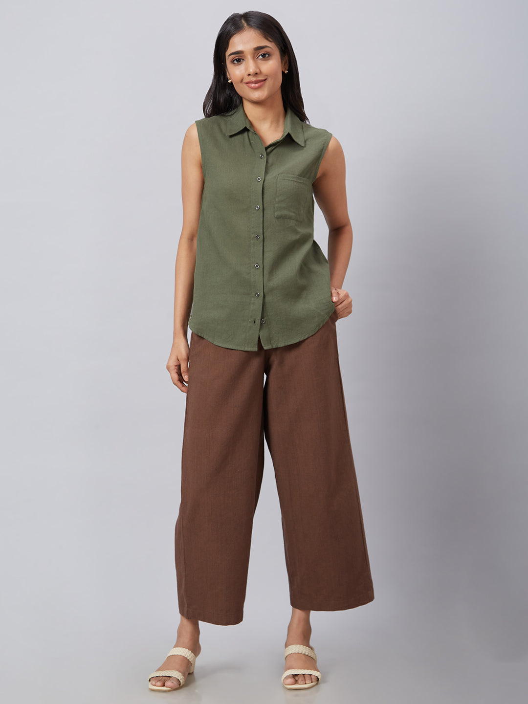 Eco Khadi Silk Winter Green Placement Embroidered Kurta - Rang