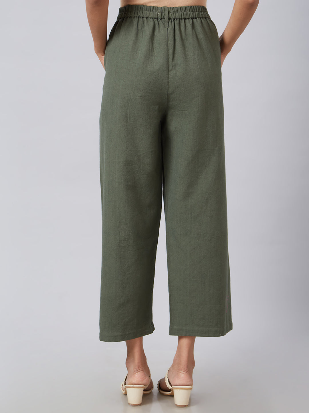 Eco Khadi Muslin Military Green Classic Culotte