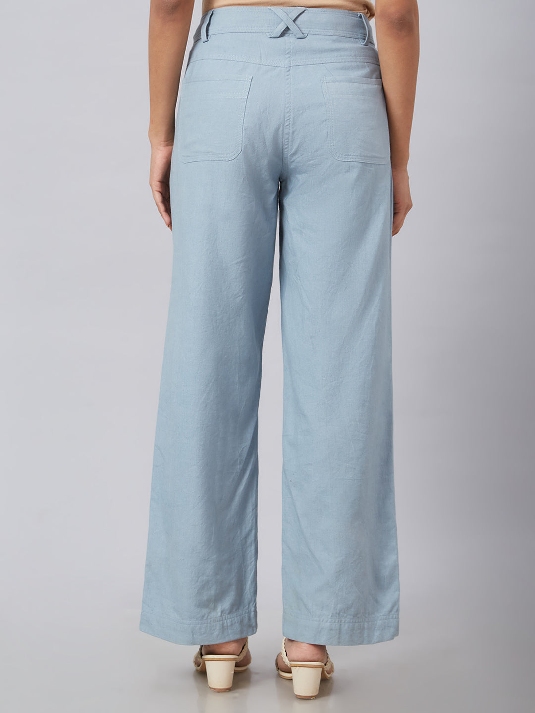Eco Khadi Muslin Dust Blue Relaxed Pants