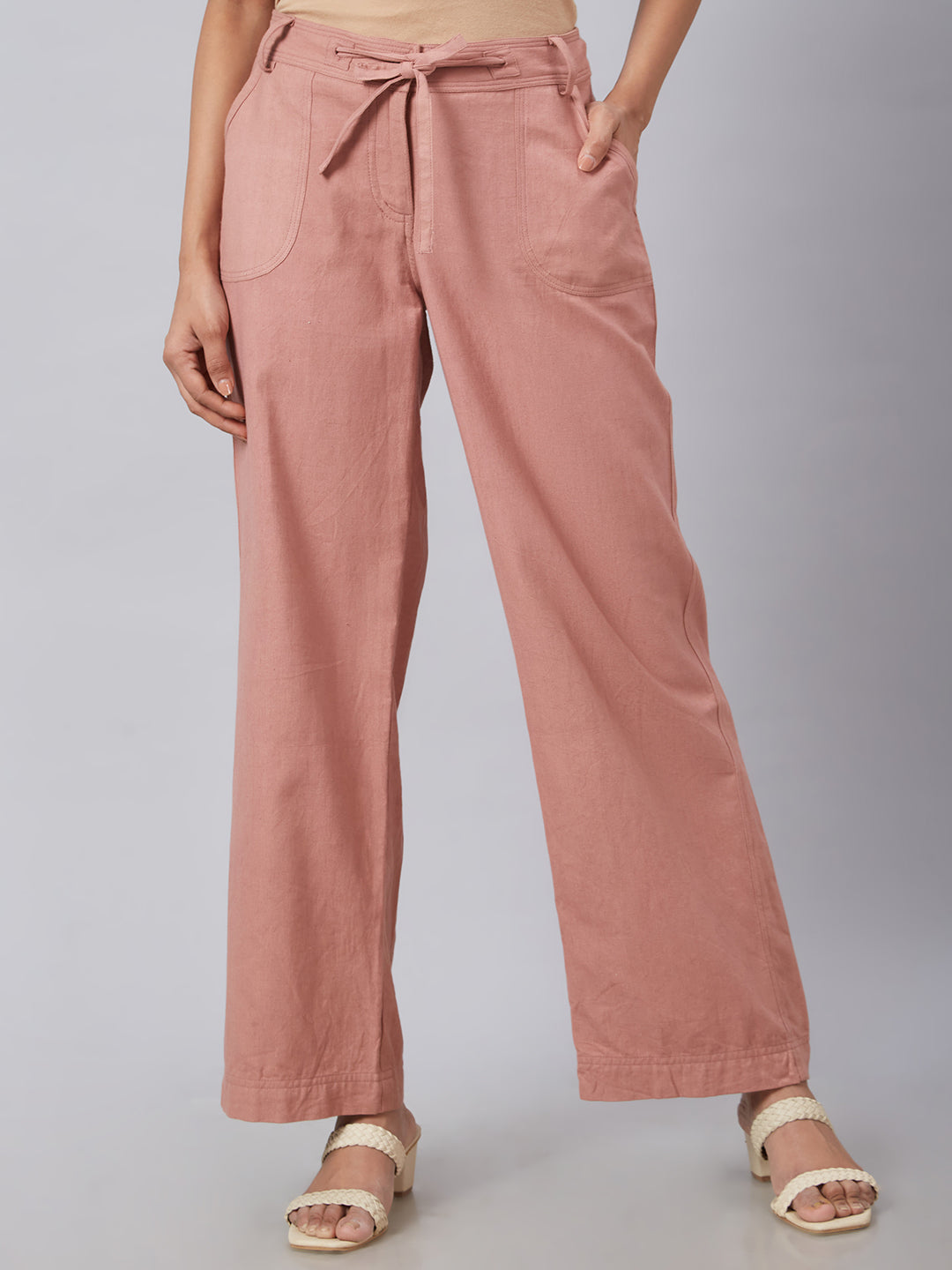 Eco Khadi Muslin Woodrose Relaxed Pants