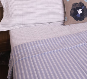 White and blue stripe 100% cotton Single Bed Dhoar