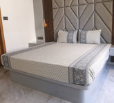 100% cotton Grey and Beige Jacquard Woven Bed Cover